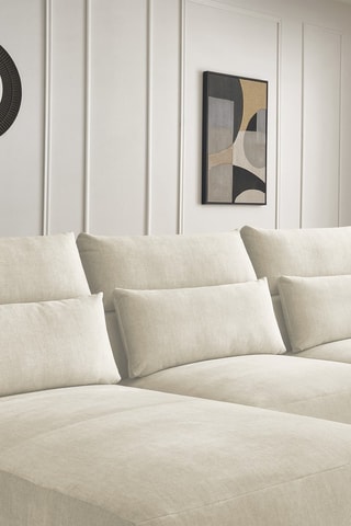 Canapé d'angle panoramique Jana - Beige - 4 places - En tissu velours