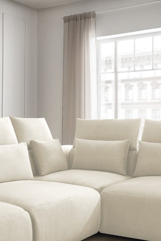 Canapé d'angle modulable Jana - Beige - 5 places - En tissu velours