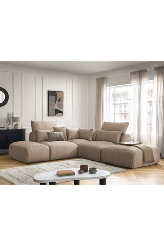 Canapé d'angle modulable Jana - Taupe - 5 places - En tissu velours