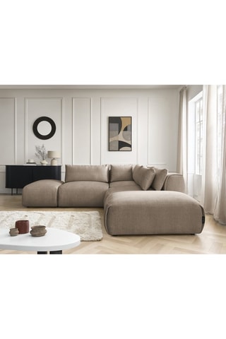 Canapé d'angle modulable Jana - Taupe - 5 places - En tissu velours