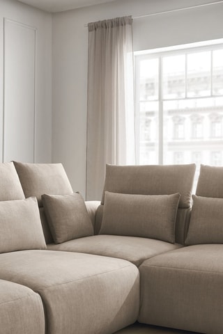 Canapé d'angle modulable Jana - Taupe - 5 places - En tissu velours