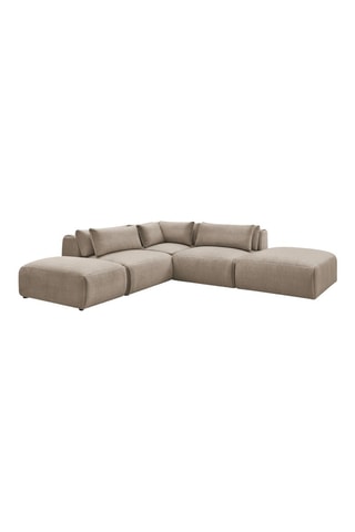 Canapé d'angle modulable Jana - Taupe - 5 places - En tissu velours