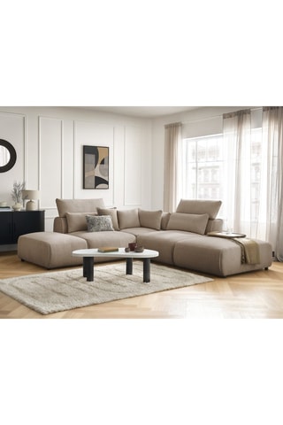 Canapé d'angle modulable Jana - Taupe - 5 places - En tissu chiné