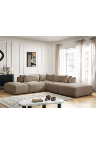 Canapé d'angle modulable Jana - Taupe - 5 places - En tissu chiné