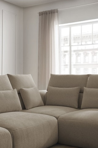 Canapé d'angle modulable Jana - Taupe - 5 places - En tissu chiné