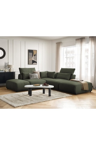 Canapé d'angle modulable Jana - Vert - 5 places - En tissu chiné