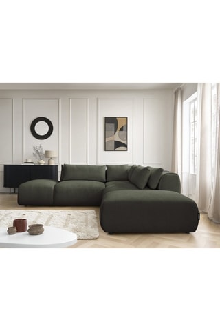 Canapé d'angle modulable Jana - Vert - 5 places - En tissu chiné