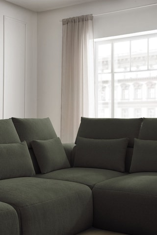 Canapé d'angle modulable Jana - Vert - 5 places - En tissu chiné