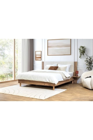 Lit Lior - Beige et imitation bois