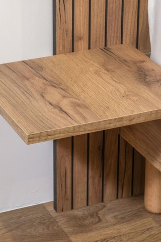 Lit Lior - Beige et imitation bois