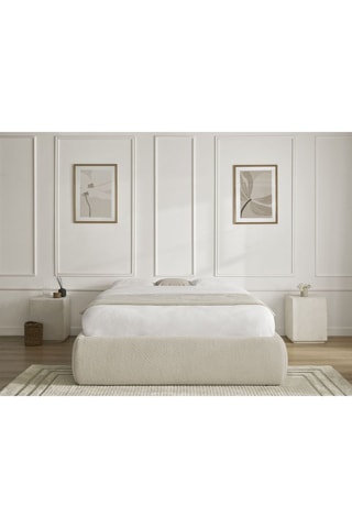 Sommier coffre Inera - Beige - En Tissu bouclette