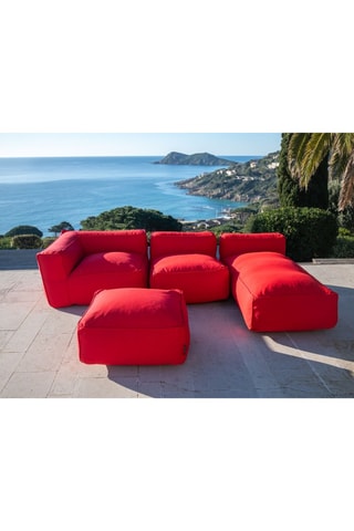 Canapé de jardin Giulia avec chauffeuse, angle, méridienne et pouf - Rouge - 4 places - En tissu lisse