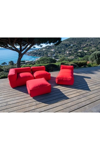 Canapé de jardin Giulia avec chauffeuse, angle, méridienne et pouf - Rouge - 4 places - En tissu lisse