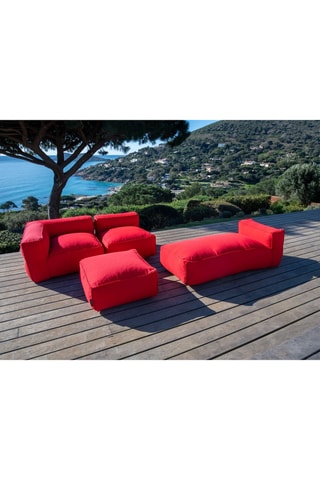 Canapé de jardin Giulia avec chauffeuse, angle, méridienne et pouf - Rouge - 4 places - En tissu lisse