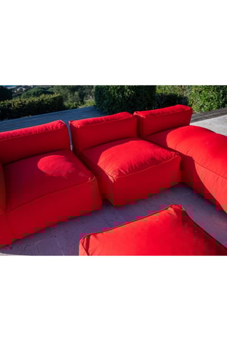 Canapé de jardin Giulia avec chauffeuse, angle, méridienne et pouf - Rouge - 4 places - En tissu lisse