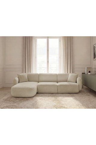 Canapé d'angle gauche Anda - Beige - 3 places - En tissu chenille