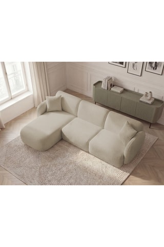 Canapé d'angle gauche Anda - Beige - 3 places - En tissu chenille