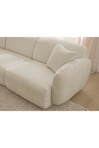 Canapé d'angle gauche Anda - Beige - 3 places - En tissu chenille