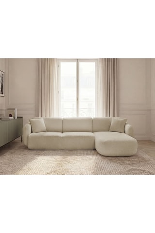 Canapé d'angle droit Anda - Beige - 3 places - En tissu chenille