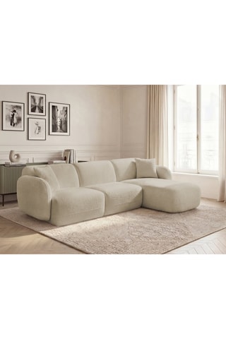 Canapé d'angle droit Anda - Beige - 3 places - En tissu chenille