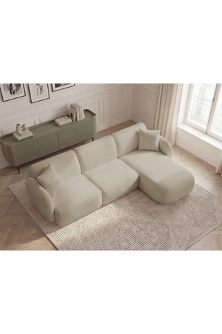 Canapé d'angle droit Anda - Beige - 3 places - En tissu chenille