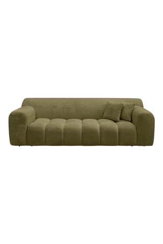 Canapé droit fixe Melisse - Vert kaki - 3 places - En tissu texturé 