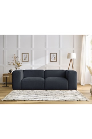 Canapé droit fixe Zephyr - Bleu marine - 2 places - En tissu texturé