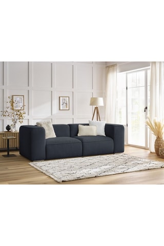 Canapé droit fixe Zephyr - Bleu marine - 2 places - En tissu texturé