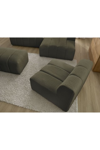 Ensemble canapé d'angle fixe avec chauffeuse et pouf Annecy - Vert - 3/1/1 places - En tissu bouclette