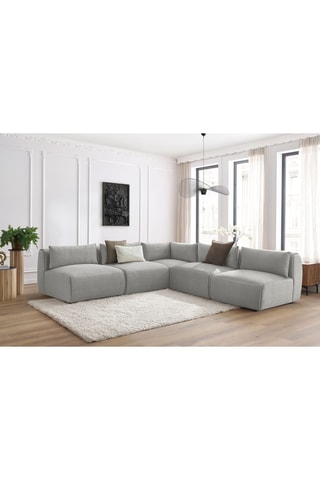 Canapé d'angle réversible Jeanne - Gris clair - 5 places - En velours