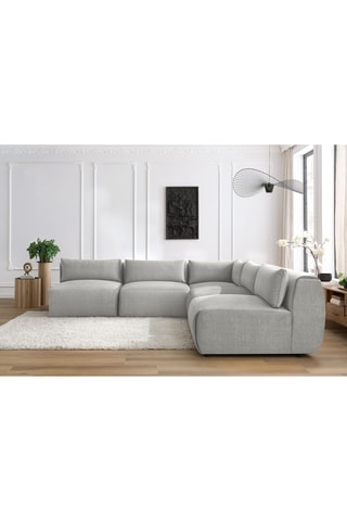 Canapé d'angle réversible Jeanne - Gris clair - 5 places - En velours