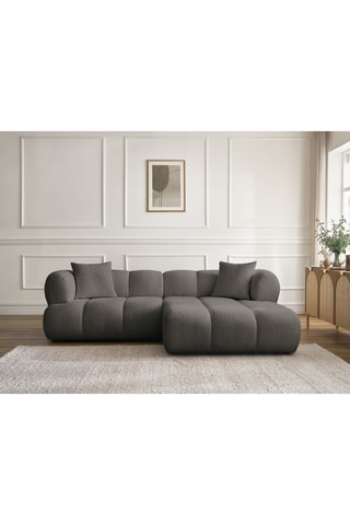 Canapé d'angle droit Pamira - Marron - 4 places - En tissu bouclette