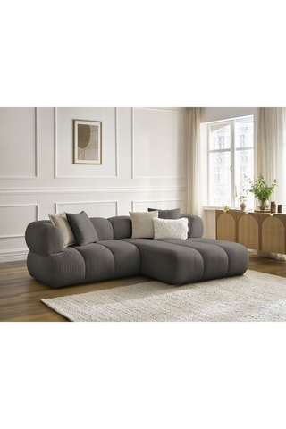 Canapé d'angle droit Pamira - Marron - 4 places - En tissu bouclette