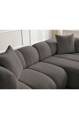 Canapé d'angle droit Pamira - Marron - 4 places - En tissu bouclette