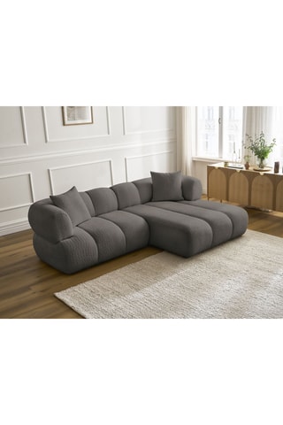 Canapé d'angle droit Pamira - Marron - 4 places - En tissu bouclette