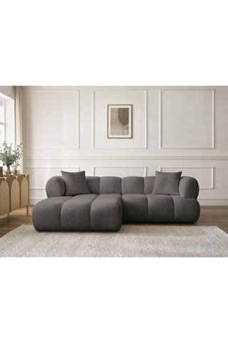 Canapé d'angle gauche Pamira - Marron - 4 places - En tissu bouclette