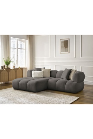 Canapé d'angle gauche Pamira - Marron - 4 places - En tissu bouclette