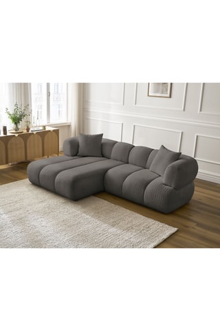 Canapé d'angle gauche Pamira - Marron - 4 places - En tissu bouclette