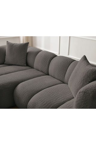 Canapé d'angle gauche Pamira - Marron - 4 places - En tissu bouclette