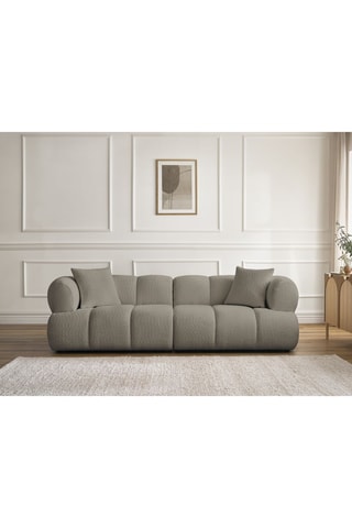 Canapé droit fixe Pamira - Taupe - 3 places - En tissu bouclette