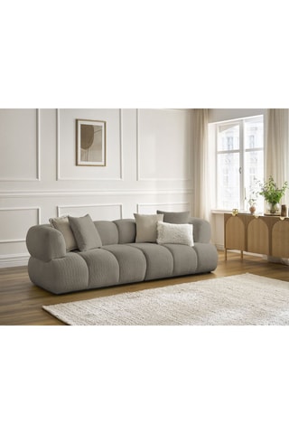 Canapé droit fixe Pamira - Taupe - 3 places - En tissu bouclette