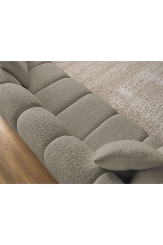 Canapé droit fixe Pamira - Taupe - 3 places - En tissu bouclette