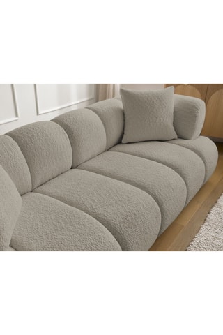 Canapé droit fixe Pamira - Taupe - 3 places - En tissu bouclette