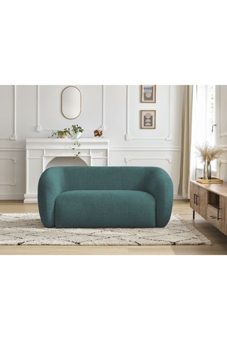 Canapé droit fixe Celine - Ciel - 2 places - En tissu bouclette