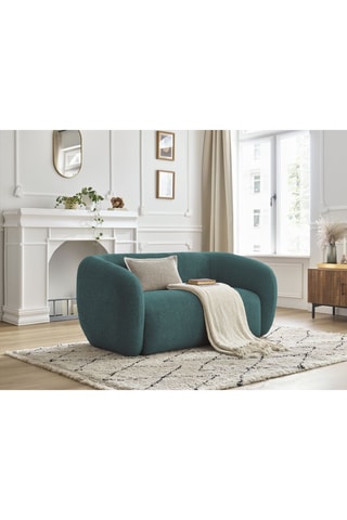 Canapé droit fixe Celine - Ciel - 2 places - En tissu bouclette