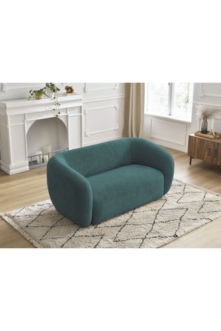 Canapé droit fixe Celine - Ciel - 2 places - En tissu bouclette