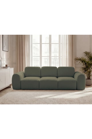 Canapé droit convertible Montaigne - Vert - 3 places - En tissu bouclette - Couchage 192 x 148 cm