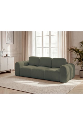 Canapé droit convertible Montaigne - Vert - 3 places - En tissu bouclette - Couchage 192 x 148 cm