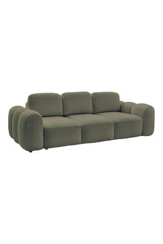 Canapé droit convertible Montaigne - Vert - 3 places - En tissu bouclette - Couchage 192 x 148 cm