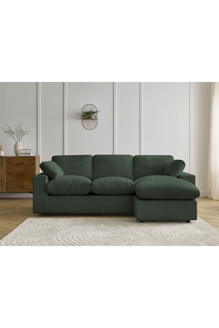 Canapé d'angle réversible Belair - Vert foncé - 3 places - En tissu velours côtelé